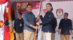 KPU Purwakarta Serahkan Bendera Kirab Pemilu 2023 ke KPU Jakarta