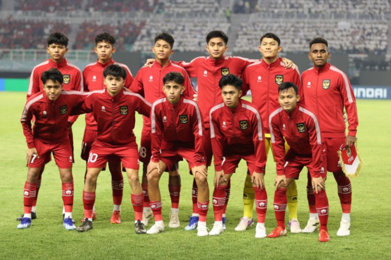 Skuad Timnas U17 Indonesia di laga pertama Grup A Piala Dunia U17 2023 kontra Ekuador, Jumat (10/11/2023) di Stadion Gelora Bung Tomo, Surabaya. (Sumber: PSSI)