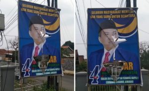 Belum 24 Jam Dipasang, Baliho Caleg NasDem Subang Sudah Tersayat