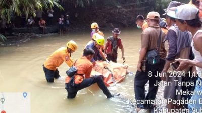 Diduga Tenggelam dan Hanyut Saat Mencari Ikan di Sungai, Satu Warga Pagaden Barat Ditemukan Tak Bernyawa