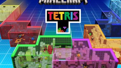 Poster kolaborasi Minecraft dan Tetris(Minecraft)