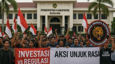 Siang Ini, 1000-an Massa Harimau Aksi Unjuk Rasa di Kantor Pemkab Subang